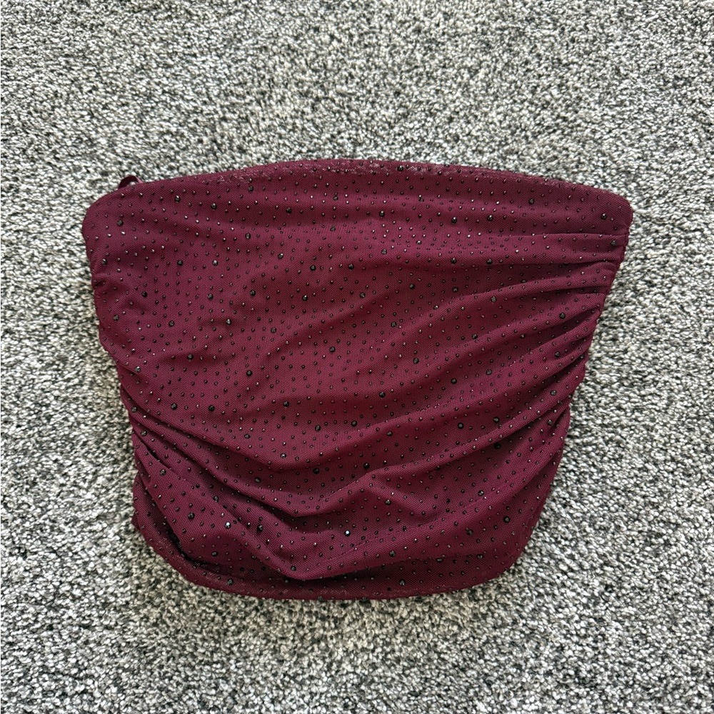 Ruched Rhinestone Tube Top